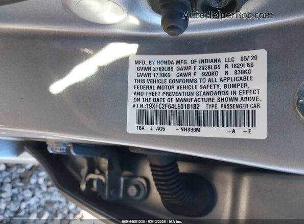 19XFC2F64LE018182 2020 HONDA CIVIC Silver Engine compartment view