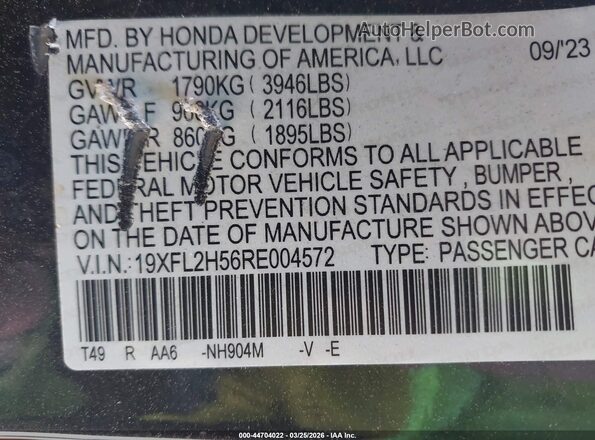 19XFL2H56RE004572 2024 HONDA CIVIC Gray 