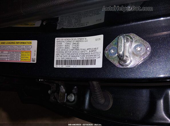 19XFL2H88SE017579 2025 HONDA CIVIC Gray Engine compartment view