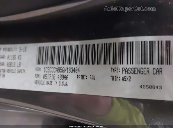 1C3CCCAB5GN183404 2016 CHRYSLER 200 Gray Engine compartment view