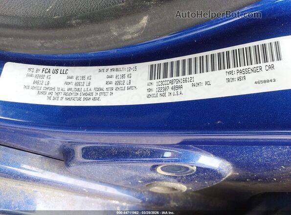 1C3CCCAB7GN166121 2016 CHRYSLER 200 Синий Вид подкапотного пространства