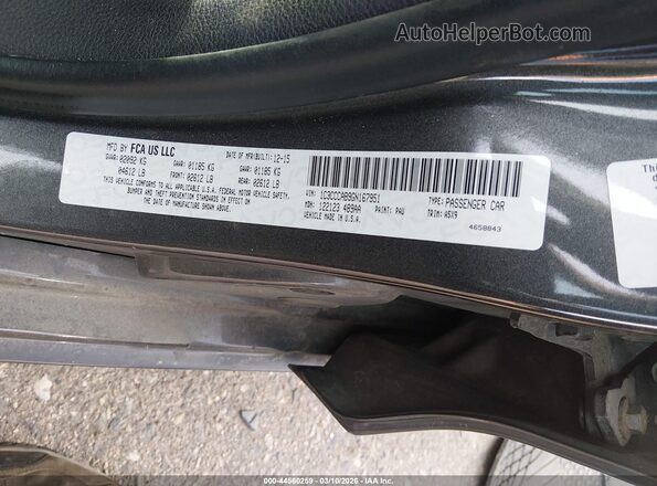 1C3CCCAB9GN167951 2016 CHRYSLER 200 Gray Вид підкапотного простору