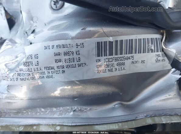 1C3CDFBB2GD540475 2016 DODGE DART Silver Вид підкапотного простору