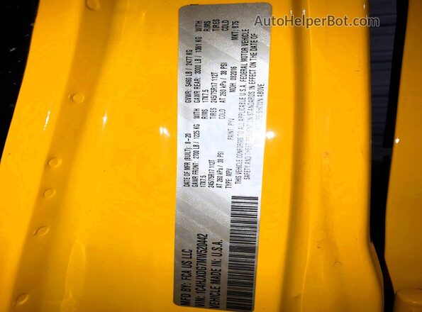 1C4HJXDG7MW520442 2021 JEEP WRANGLER Yellow VIN sticker view