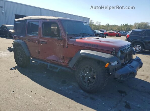 1C4HJXDN5MW594683 2021 JEEP WRANGLER Maroon Front right