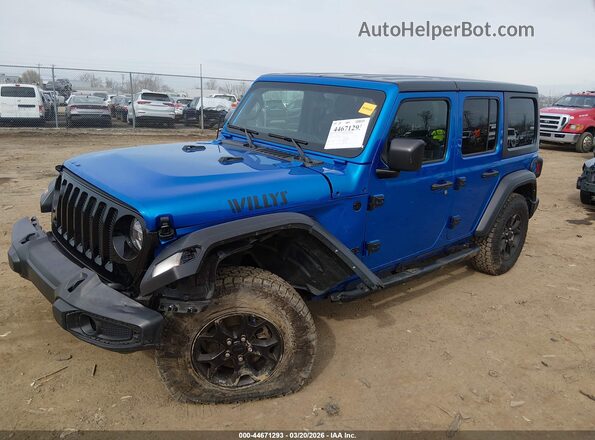 1C4HJXDN5MW683265 2021 JEEP WRANGLER UNLIMITED Blue წინა მარცხენა ხედი სამი მეოთხედიდან
