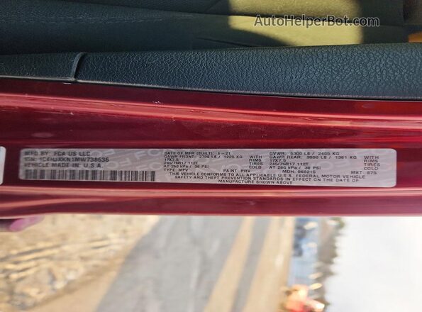1C4HJXKN1MW738636 2021 JEEP WRANGLER Red Engine compartment view