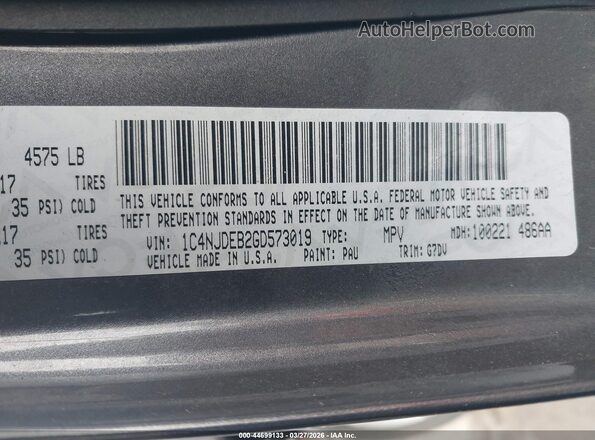 1C4NJDEB2GD573019 2016 JEEP COMPASS Gray Вид підкапотного простору