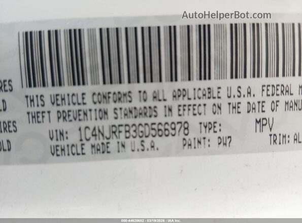 1C4NJRFB3GD566978 2016 JEEP PATRIOT White Вид підкапотного простору