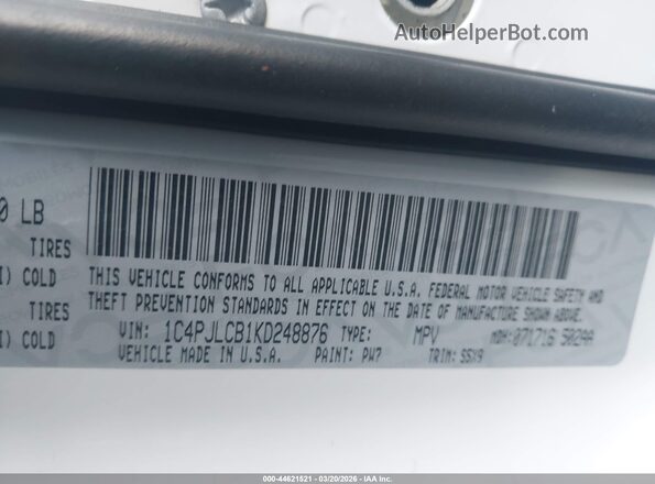 1C4PJLCB1KD248876 2019 JEEP CHEROKEE White Շարժիչի բաժամունքի տեսք