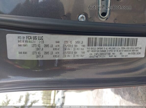 1C4PJLDB2KD377398 2019 JEEP CHEROKEE Gray Widok komory silnika