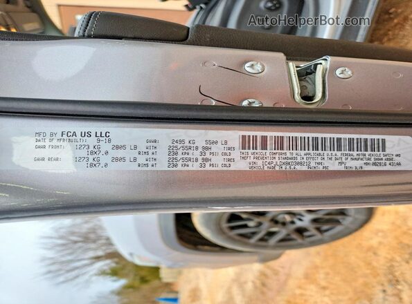 1C4PJLDX8KD308212 2019 JEEP CHEROKEE Серебряный Вид наклейки с VIN-кодом