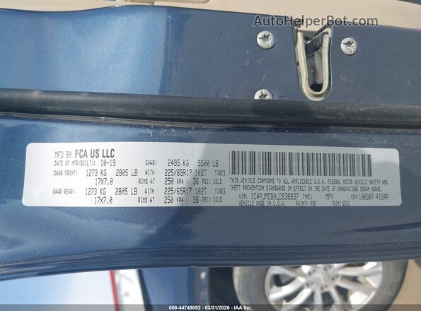 1C4PJMCB0LD538937 2020 JEEP CHEROKEE Blue ძრავის განყოფილების ხედი