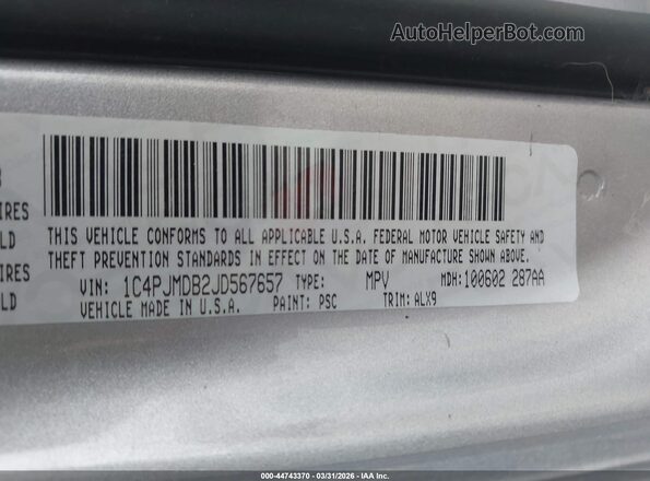 1C4PJMDB2JD567657 2018 JEEP CHEROKEE Gray Widok komory silnika