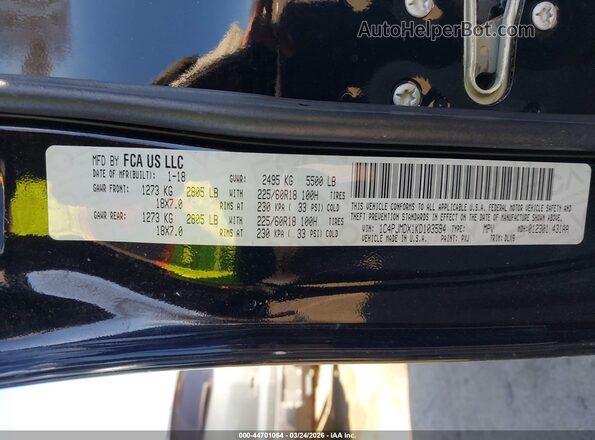 1C4PJMDX1KD103594 2019 JEEP CHEROKEE Черный Вид подкапотного пространства