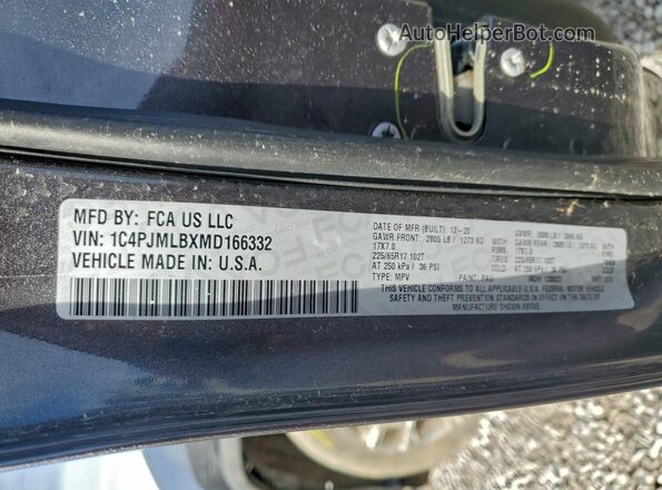 1C4PJMLBXMD166332 2021 JEEP CHEROKEE Gray VIN sticker view