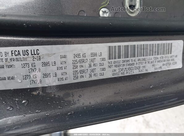 1C4PJMLN5KD172420 2019 JEEP CHEROKEE Gray Շարժիչի բաժամունքի տեսք