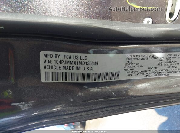 1C4PJMMX1MD135349 2021 JEEP CHEROKEE Gray Vista del compartimento del motor