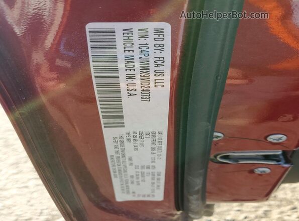 1C4PJMMX9MD240737 2021 JEEP CHEROKEE Burgundy Вид наклейки з VIN-кодом