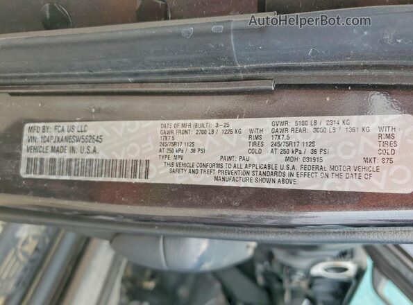 1C4PJXAN6SW562645 2025 JEEP WRANGLER Gray VIN կոդի պիտակի տեսք