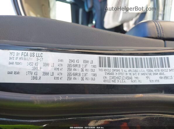 1C4RDHAG7JC145848 2018 DODGE DURANGO Black Вид підкапотного простору