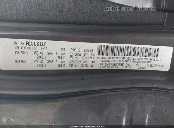 1C4RDJDG0GC397937 2016 DODGE DURANGO Gray Vista del compartimento del motor