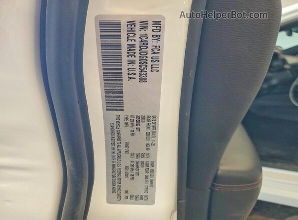 1C4RDJDG0SC543388 2025 DODGE DURANGO White VIN კოდის სტიკერის ხედი