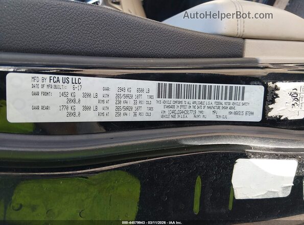 1C4RDJDG4HC917719 2017 DODGE DURANGO Черный Вид подкапотного пространства