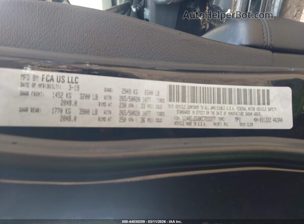 1C4RDJDG8KC723377 2019 DODGE DURANGO Black Widok komory silnika