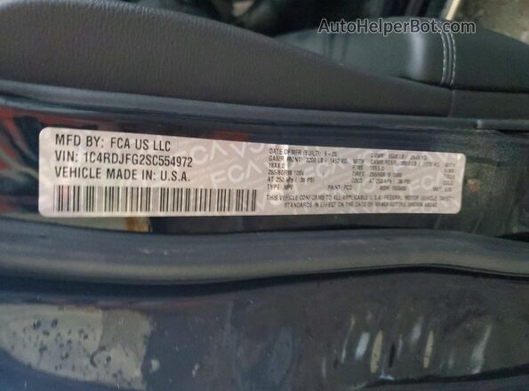 1C4RDJFG2SC554972 2025 DODGE DURANGO Black VIN კოდის სტიკერის ხედი