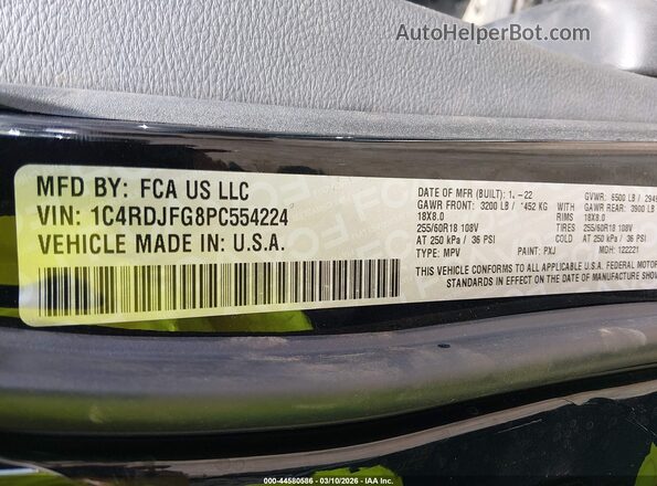 1C4RDJFG8PC554224 2023 DODGE DURANGO Black Вид підкапотного простору