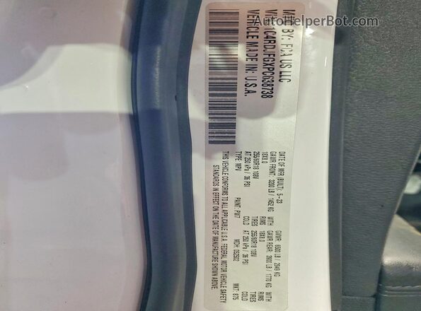 1C4RDJFGXPC638738 2023 DODGE DURANGO White Vista de la etiqueta del VIN