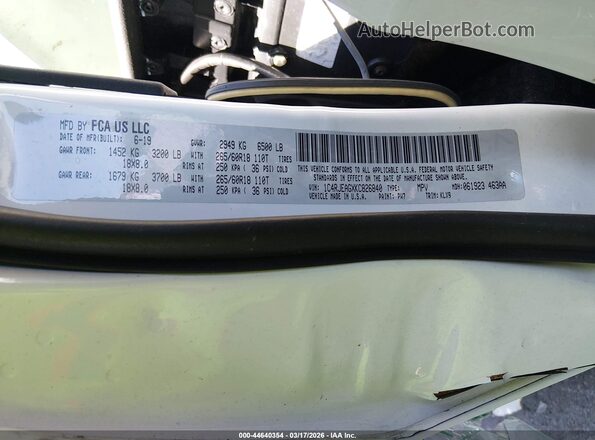 1C4RJEAGXKC826840 2019 JEEP GRAND CHEROKEE White 