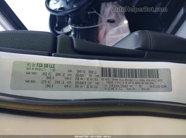 1C4RJEBG4LC266068 2020 JEEP GRAND CHEROKEE White Вид підкапотного простору