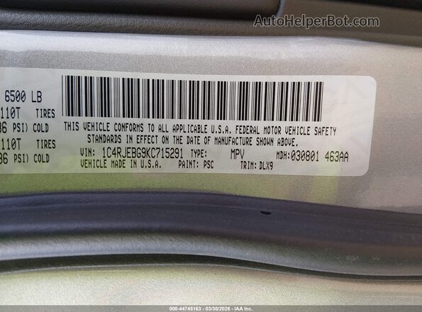 1C4RJEBG9KC715291 2019 JEEP GRAND CHEROKEE Silver 