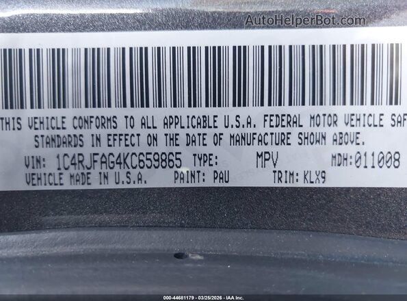 1C4RJFAG4KC659865 2019 JEEP GRAND CHEROKEE Gray Engine compartment view