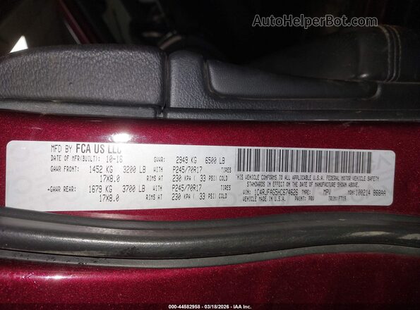 1C4RJFAG5HC674626 2017 JEEP GRAND CHEROKEE Red Vista del compartimento del motor