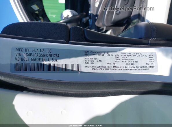 1C4RJFAG5MC701737 2021 JEEP GRAND CHEROKEE White Engine compartment view