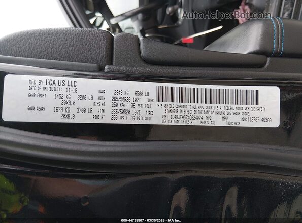 1C4RJFAG7KC624074 2019 JEEP GRAND CHEROKEE Black Вид підкапотного простору