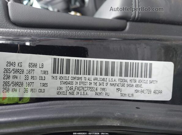 1C4RJFAG7KC775514 2019 JEEP GRAND CHEROKEE Black 