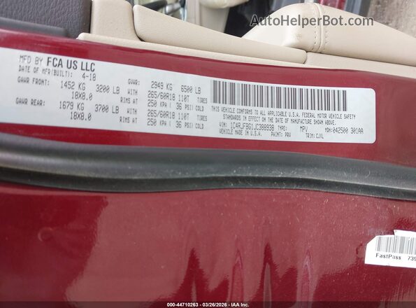 1C4RJFBG1JC388938 2018 JEEP GRAND CHEROKEE Красный Вид подкапотного пространства