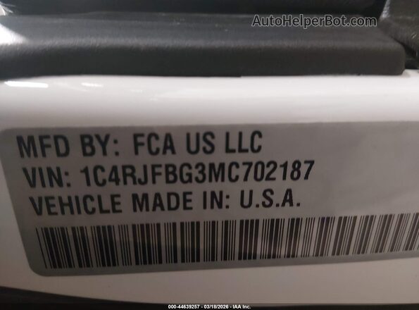 1C4RJFBG3MC702187 2021 JEEP GRAND CHEROKEE White Widok komory silnika
