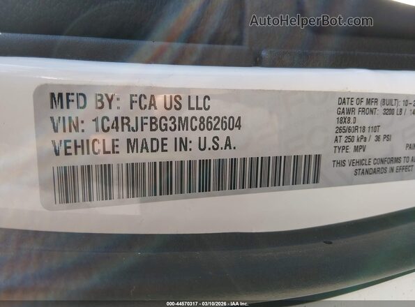 1C4RJFBG3MC862604 2021 JEEP GRAND CHEROKEE White ძრავის განყოფილების ხედი