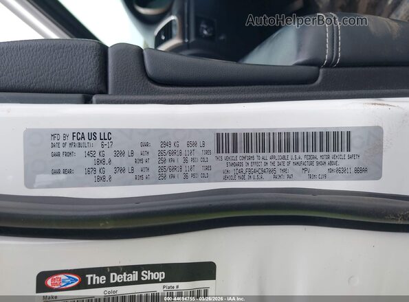 1C4RJFBG4HC947005 2017 JEEP GRAND CHEROKEE White Вид підкапотного простору