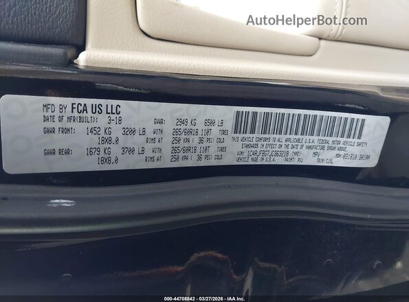 1C4RJFBG7JC363218 2018 JEEP GRAND CHEROKEE Black Շարժիչի բաժամունքի տեսք