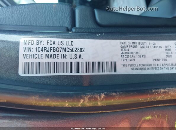 1C4RJFBG7MC502882 2021 JEEP GRAND CHEROKEE Gray 