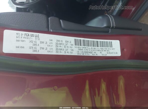 1C4RJFBG9GC409267 2016 JEEP GRAND CHEROKEE Бордовый Вид подкапотного пространства