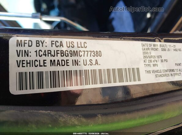 1C4RJFBG9MC777380 2021 JEEP GRAND CHEROKEE Brown Շարժիչի բաժամունքի տեսք