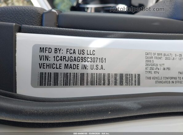 1C4RJGAG9SC307161 2025 JEEP GRAND CHEROKEE White Շարժիչի բաժամունքի տեսք