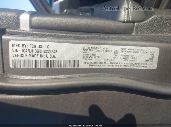 1C4RJHBG8RC224643 2024 JEEP GRAND CHEROKEE Gray Vista del compartimento del motor